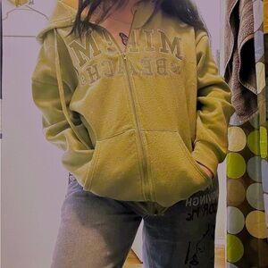 Oversized Miami beach Zip-up! Comfy and perfect for cold weather! super stylish